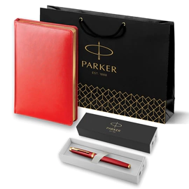 Подарочный набор: ручка роллер Parker IM Premium T318 Red GT с ежедневником