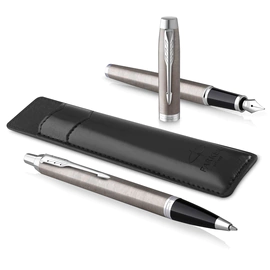 Набор перьевой и шариковой ручки Parker IM Stainless Steel CT с чехлом