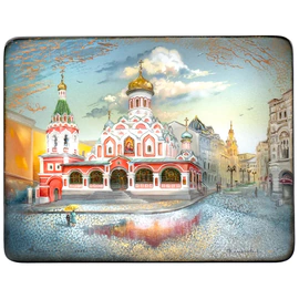 Шкатулка "Москва. Казанский собор" Корсакова, Федоскино