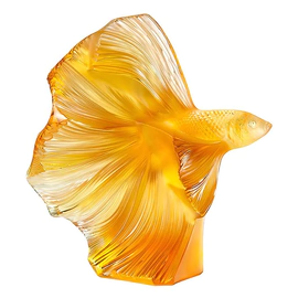 Хрустальная скульптура "Fighting Fish" оранжевая