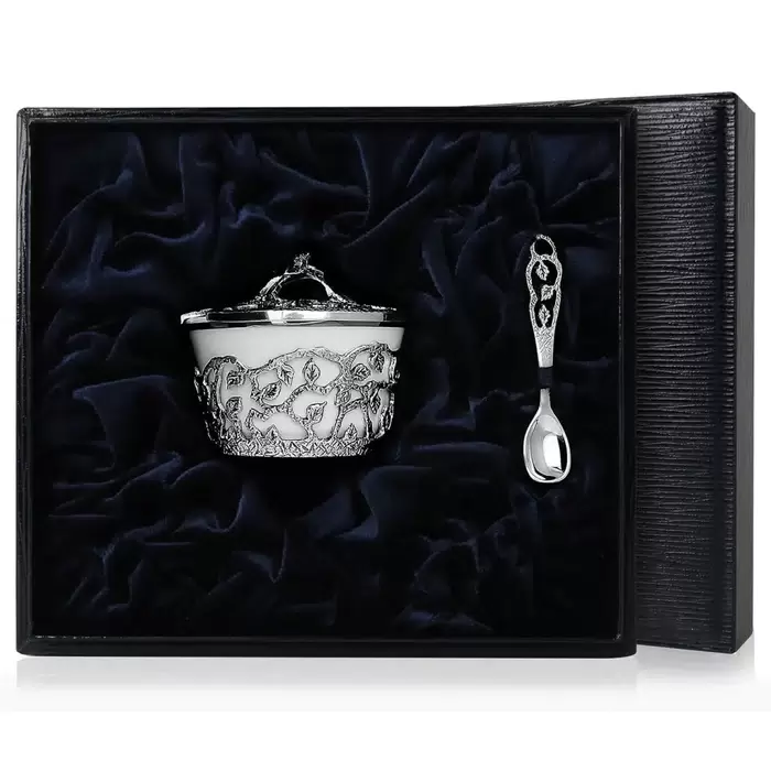Silver salt shaker "Listopad" with blackening