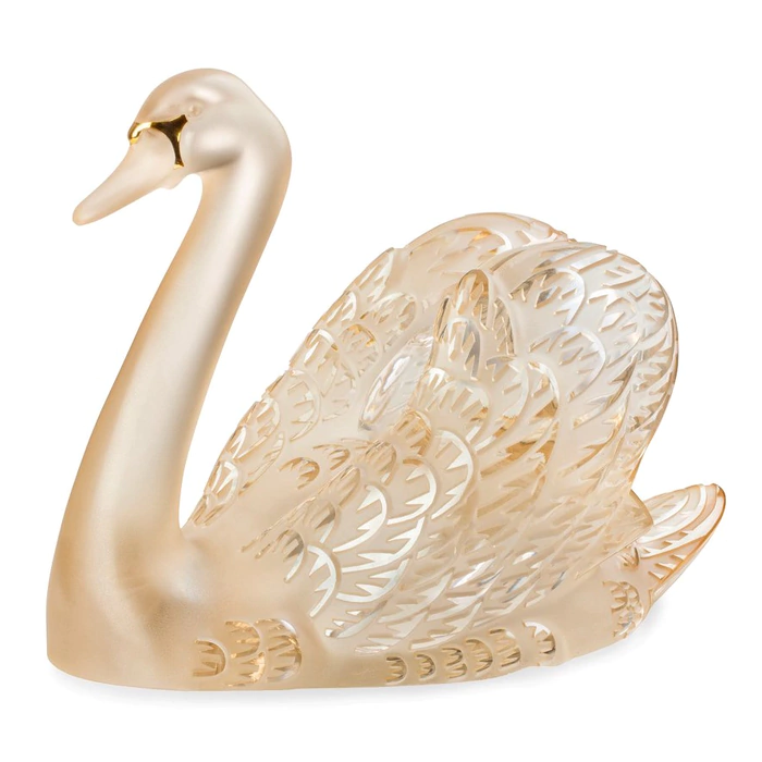Хрустальная скульптура "Swan Head Up" золотистая