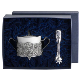 Silver set "Coat of Arms": sugar bowl and sugar tongs