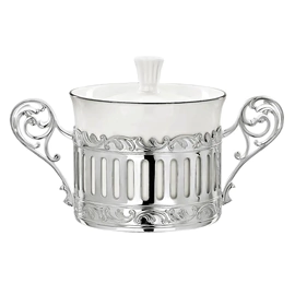 Silver sugar bowl "Bohemia" with sugar tongs