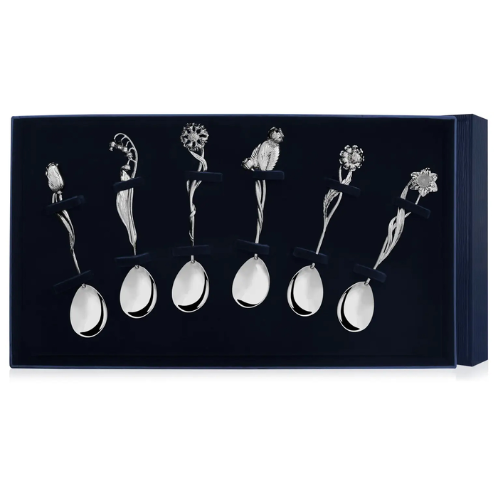 Set of silver teaspoons "Flowers of Russia" for 6 people