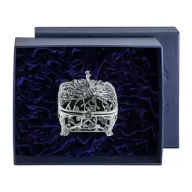 Silver Peacock jewelry box with blackening