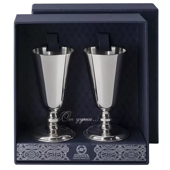 Set of vodka glasses made of silver No. 4 for 2 persons