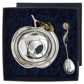 Silver set "Apple orchard" with gilding:: vase, spoon