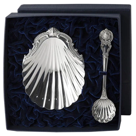 Silver set "Wave": coquille bowl, spoon