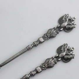 Set of silver tea cups "Coat of Arms": spoon, cup, for 2 persons