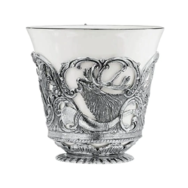 Set of silver tea cups "Royal Hunt" for 2 persons, with spoons