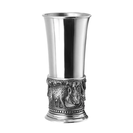 Silver-plated set of "Boars" stacks with blackening, for 2 persons