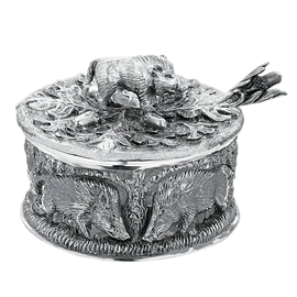 Silver-plated salt shaker "Kaban" with blackening in a case