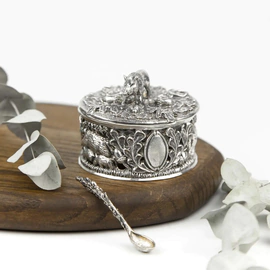 Silver-plated salt shaker "Kaban" with blackening in a case