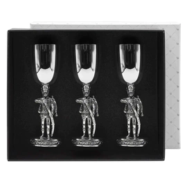 Silver-plated set of glasses "Gusar" for 3 persons, in a case