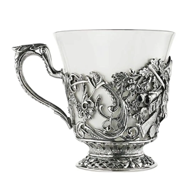 Silver-plated tea set "Boar" with blackening, in a case