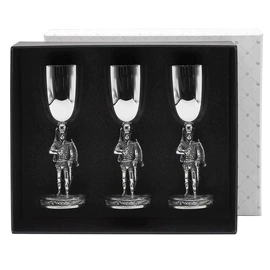 Silver-plated set of glasses "Hussar with a pipe" with blackening, for 3 persons