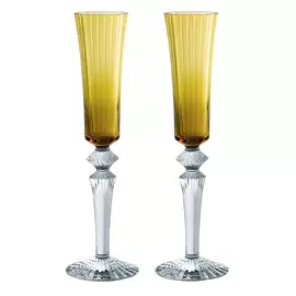 Crystal set of champagne glasses "Mille Nuits", for 2 persons, orange