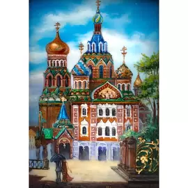 Шкатулка "Спас на Крови" Копялина, Федоскино