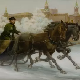 Шкатулка "Прогулка" Бурмистрова, Федоскино