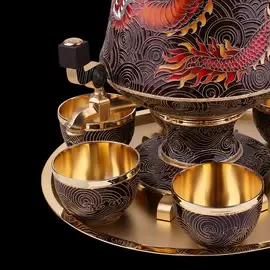 Набор для крепких напитков "Dragon" из серебра, на 6 персон
