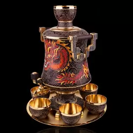 Набор для крепких напитков "Dragon" из серебра, на 6 персон