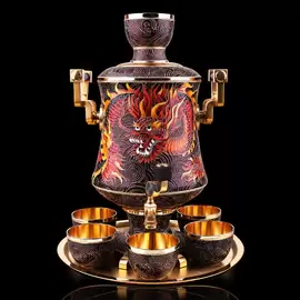 Набор для крепких напитков "Dragon" из серебра, на 6 персон