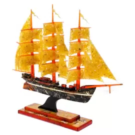 Сувенир из янтаря "Корабль. Фрегат" малый
