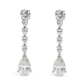 Серьги из серебра с синтетическими грушевидными цирконами