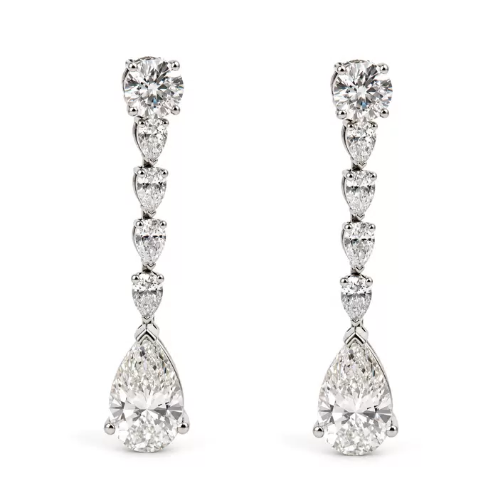 Серьги из серебра с синтетическими грушевидными цирконами
