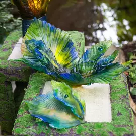 Хрустальное блюдо для фруктов "Fleur De Paon Exotique" зеленое