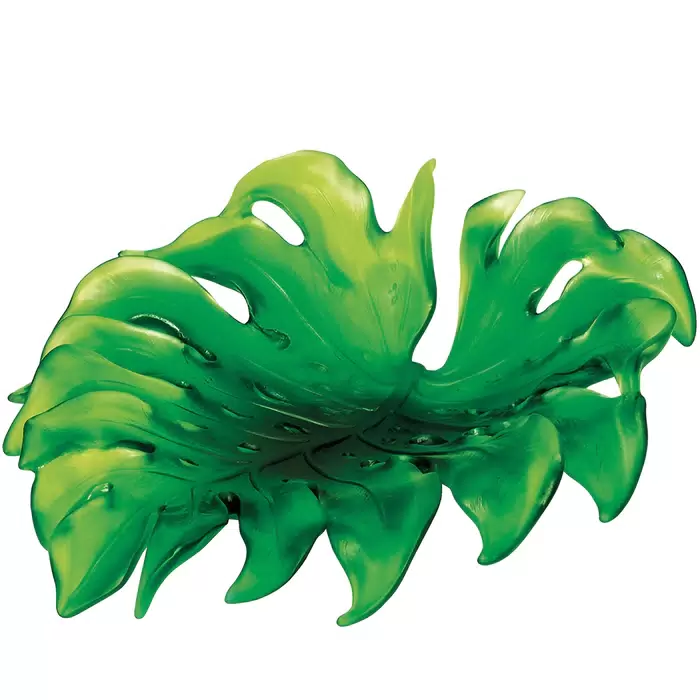 Хрустальное блюдо "Monstera" зеленое