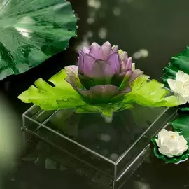 Хрустальное блюдо "Jardin de Lotus" фиолетово-зеленое