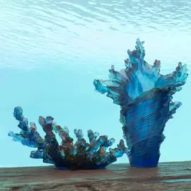 Хрустальная ваза "Coral Sea" 47 см, синяя