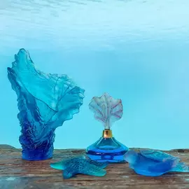 Хрустальная ваза "Coral Sea" 23.5 см, голубая