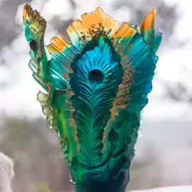 Хрустальная ваза "Fleur De Paon" 38.5 см, зеленая