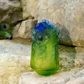 Хрустальная ваза "Fleur De Paon Exotique" 19 см, зеленая