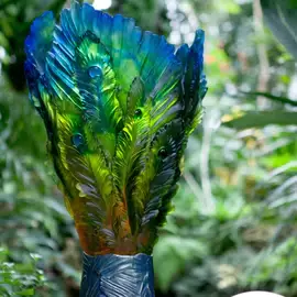 Хрустальная ваза "Fleur De Paon Exotique Magnum" 76 см, зеленая