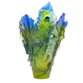 Хрустальная ваза "Fleur De Paon Exotique" 38.5 см, зеленая