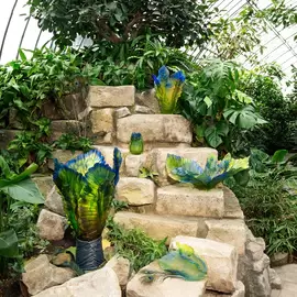 Хрустальная ваза "Fleur De Paon Exotique" 38.5 см, зеленая