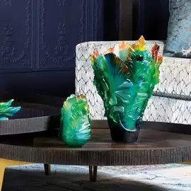 Хрустальная ваза "Fleur De Paon small" 19 см, зеленая