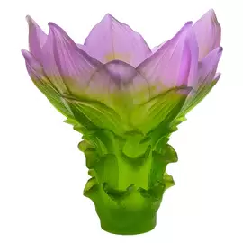 Хрустальная ваза "Large Jardin de Lotus" 35.5 см, зеленая