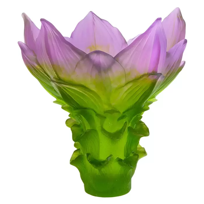 Хрустальная ваза "Large Jardin de Lotus" 35.5 см, зеленая