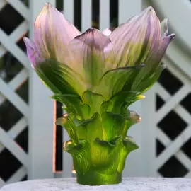 Хрустальная ваза "Large Jardin de Lotus" 35.5 см, зеленая