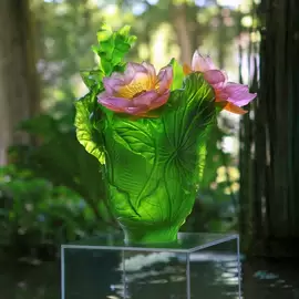 Хрустальная ваза "Magnum Jardin de Lotus" 53 см, зеленая