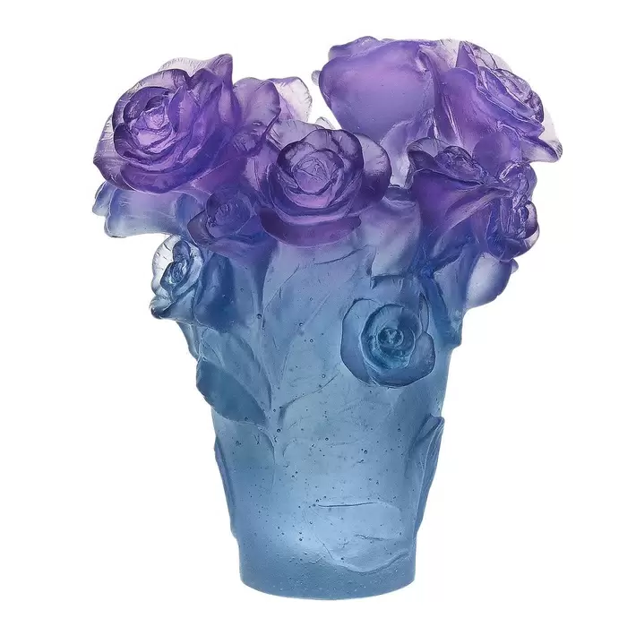 Хрустальная ваза "Rose Passion" 16 см, синяя