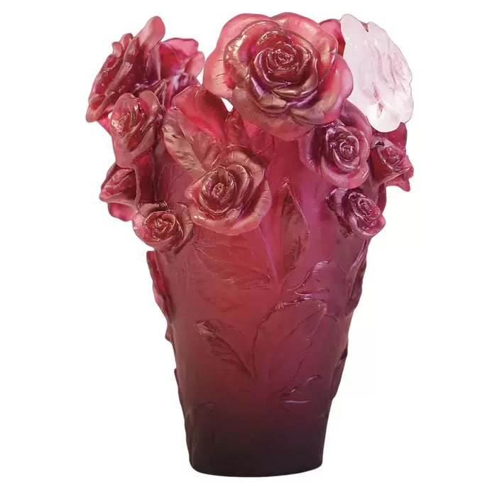 Хрустальная ваза "Rose Passion" 35 см, розовая