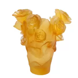 Хрустальная ваза "Roses" 17 см, желтая