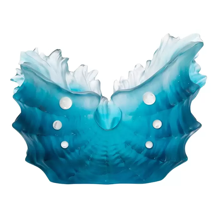 Хрустальная ваза "Seashell" 27.5 см, бирюзовая