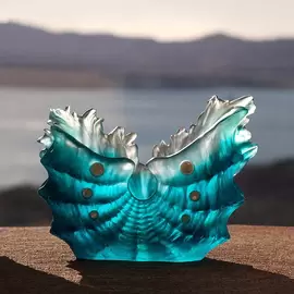 Хрустальная ваза "Seashell" 27.5 см, бирюзовая